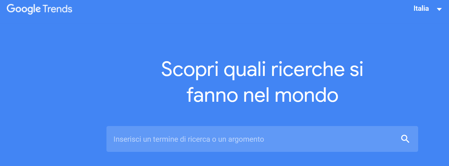 Barra di ricerca di Google Trends